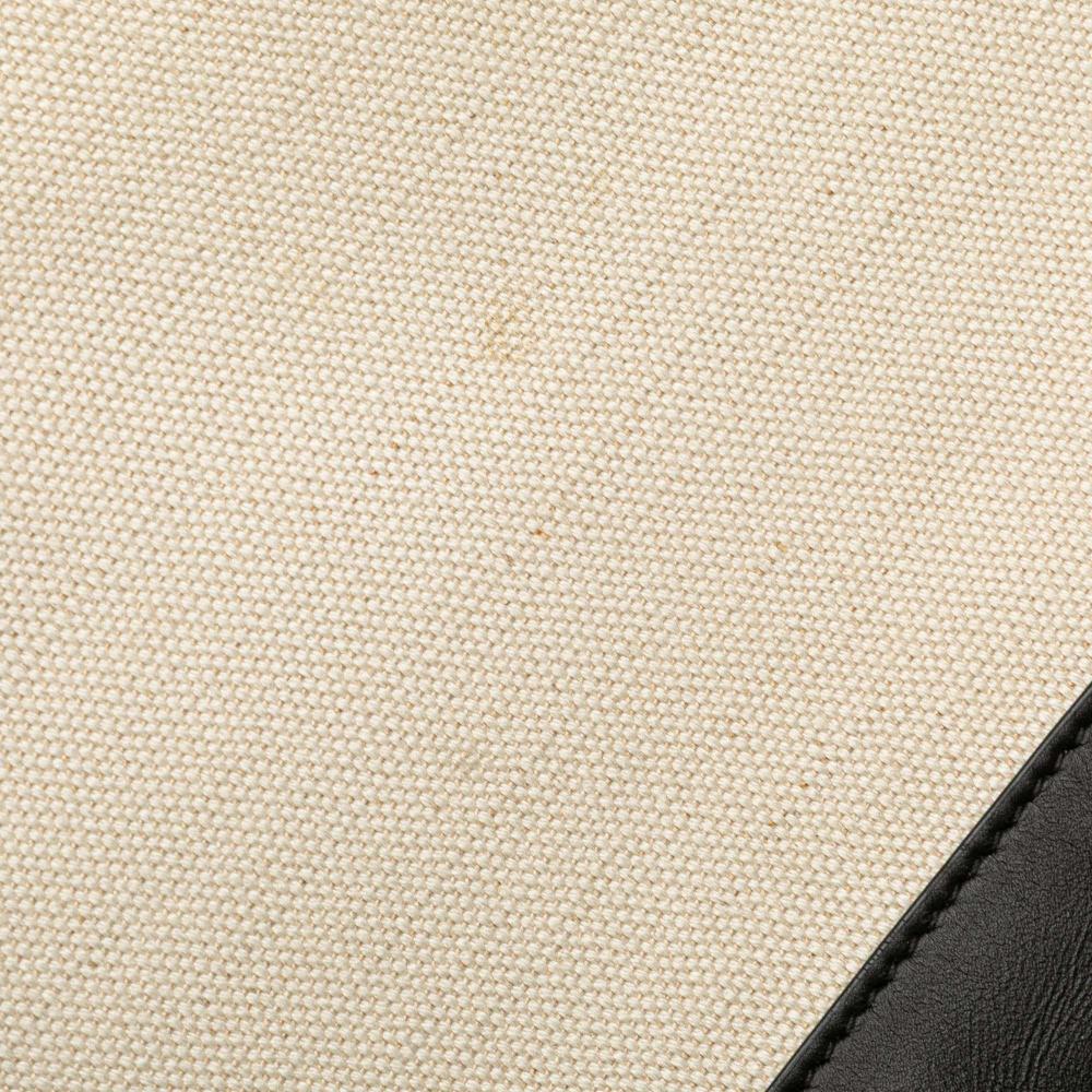 Balenciaga AB Balenciaga White Canvas Fabric M Navy Clip Clutch Italy