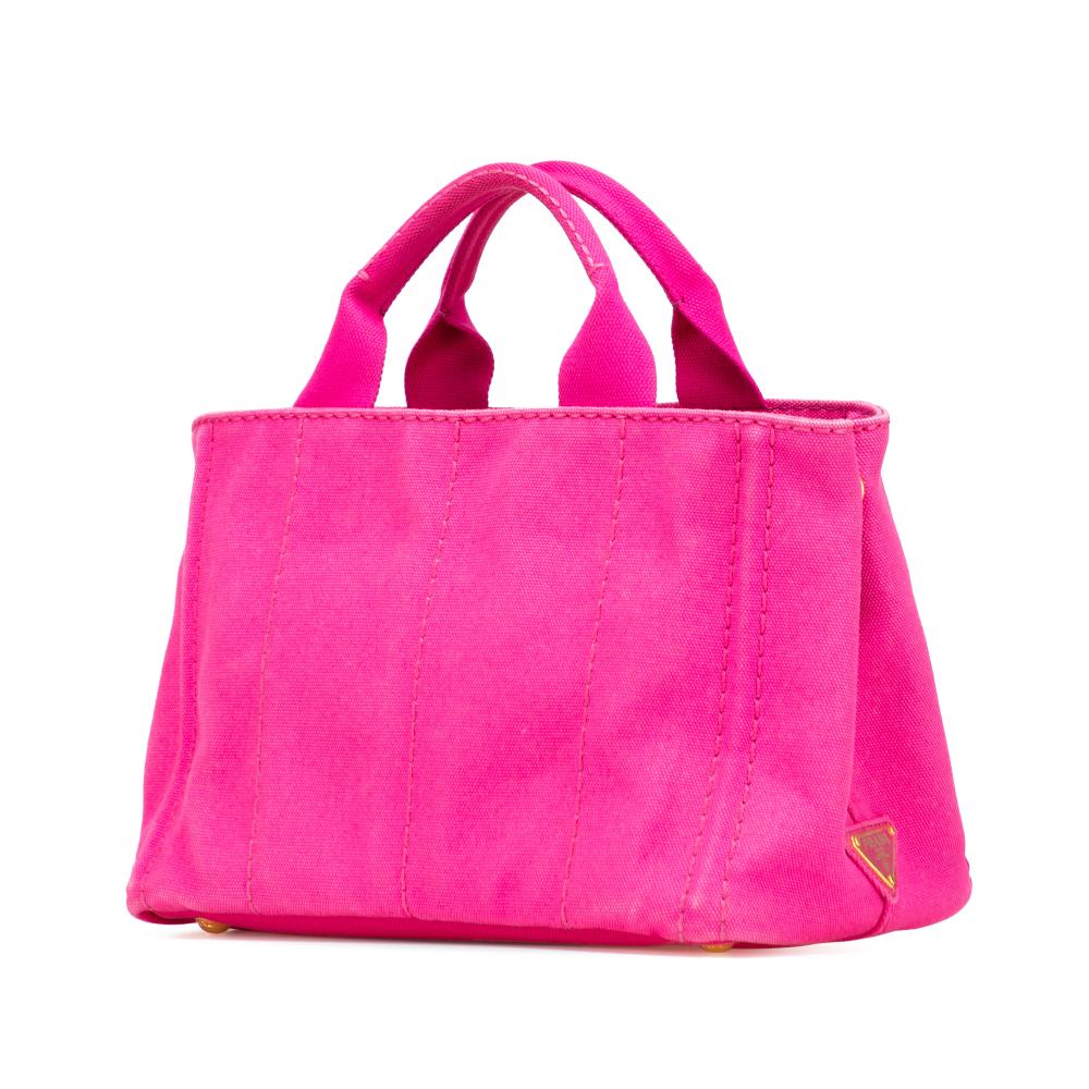 Prada B Prada Pink Hot Pink Canvas Fabric Small Canapa Logo Satchel Italy
