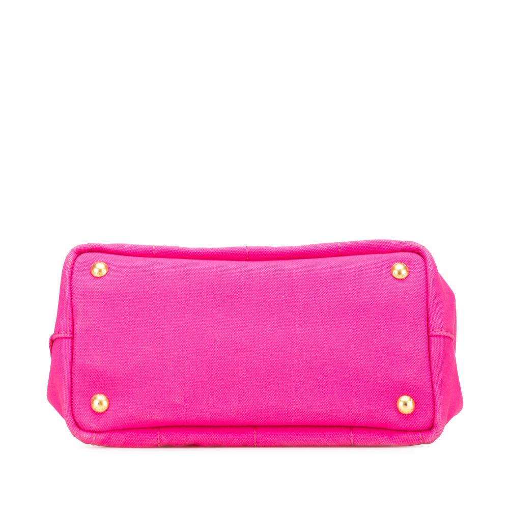 Prada B Prada Pink Hot Pink Canvas Fabric Small Canapa Logo Satchel Italy