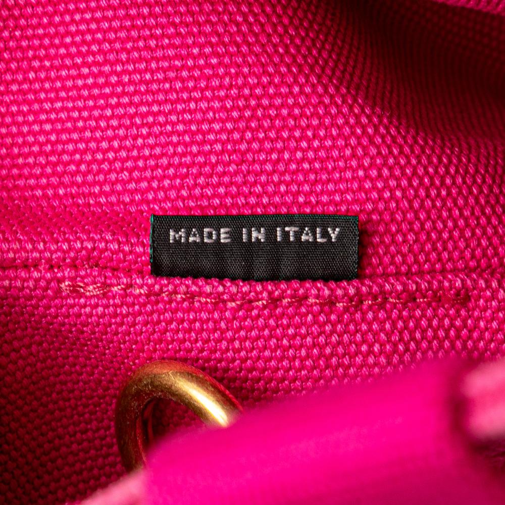 Prada B Prada Pink Hot Pink Canvas Fabric Small Canapa Logo Satchel Italy