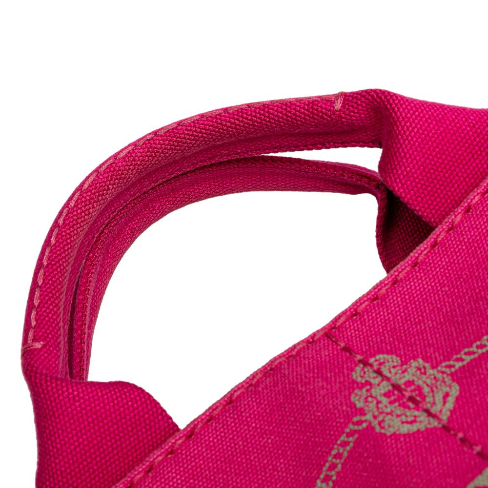 Prada B Prada Pink Hot Pink Canvas Fabric Small Canapa Logo Satchel Italy