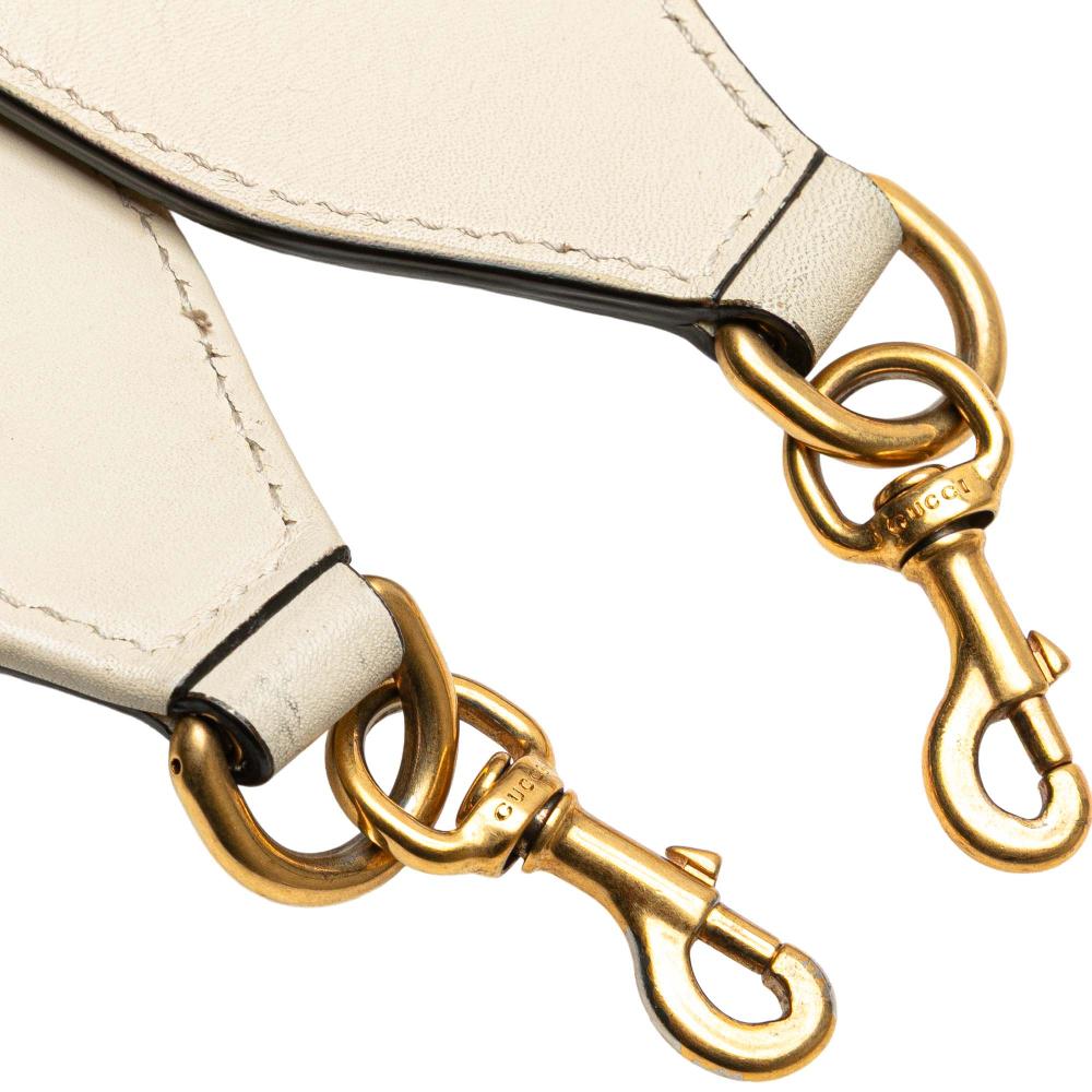 Gucci B Gucci White Calf Leather Medium Bamboo Dionysus Web Satchel Italy