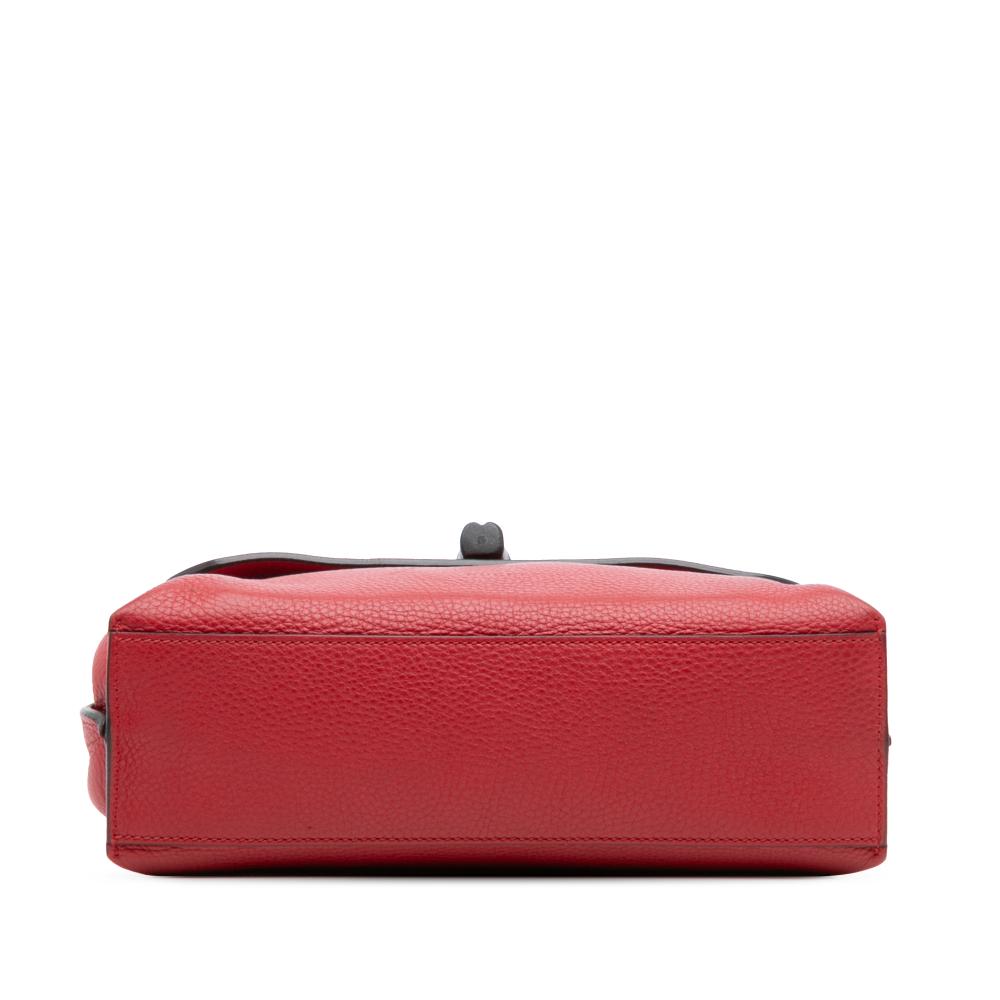 Gucci B Gucci Red Calf Leather Small Bamboo Daily Satchel Italy