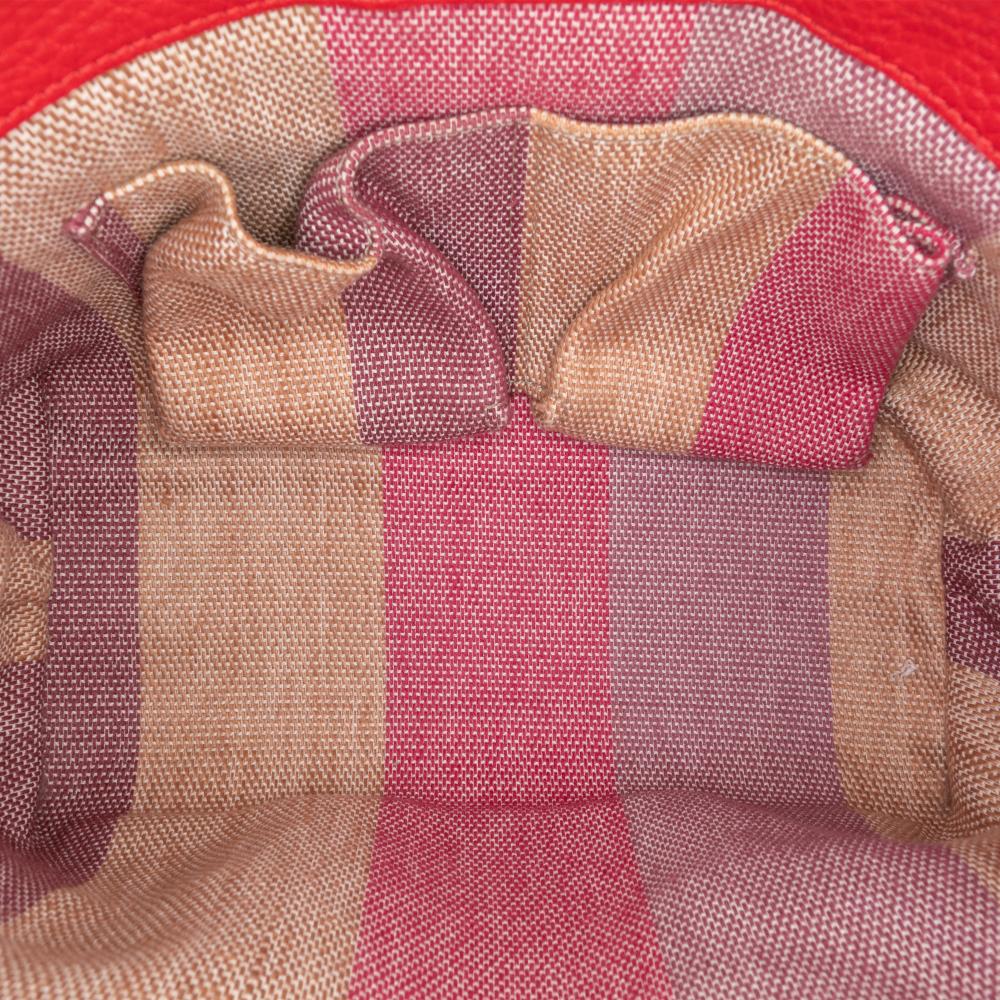 Gucci B Gucci Red Calf Leather Small Bamboo Daily Satchel Italy