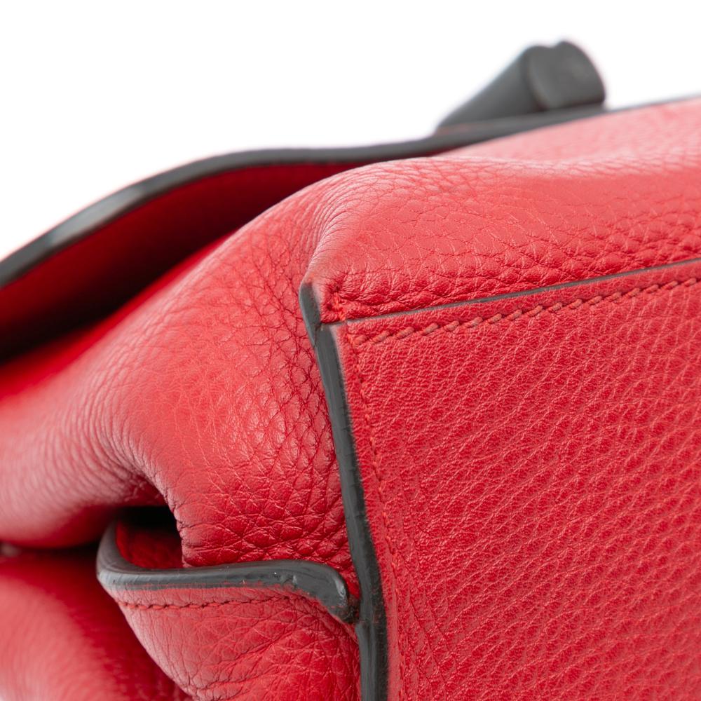 Gucci B Gucci Red Calf Leather Small Bamboo Daily Satchel Italy