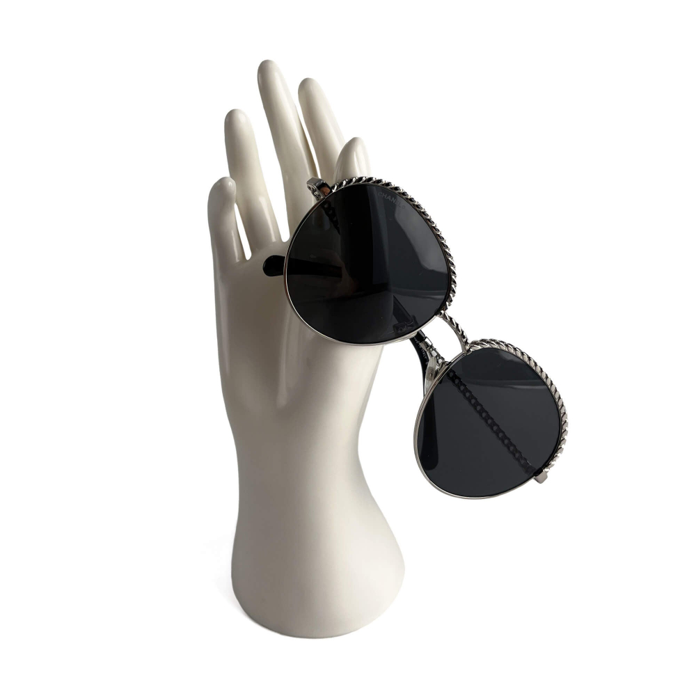 Chanel Chain Metal Sunglasses Black