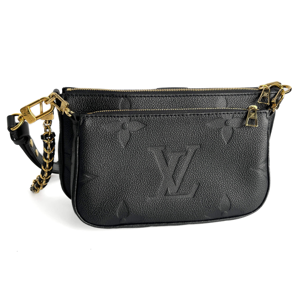 Louis Vuitton Multi Pochette Accessoires Empreinte Calfskin Grained Leather 2-Ways Pouch Crossbody Bag Black