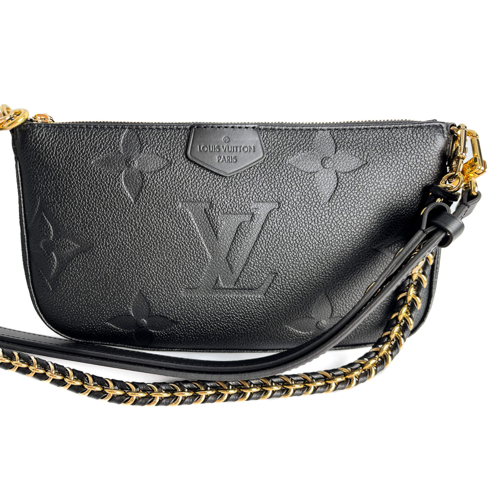 Louis Vuitton Multi Pochette Accessoires Empreinte Calfskin Grained Leather 2-Ways Pouch Crossbody Bag Black