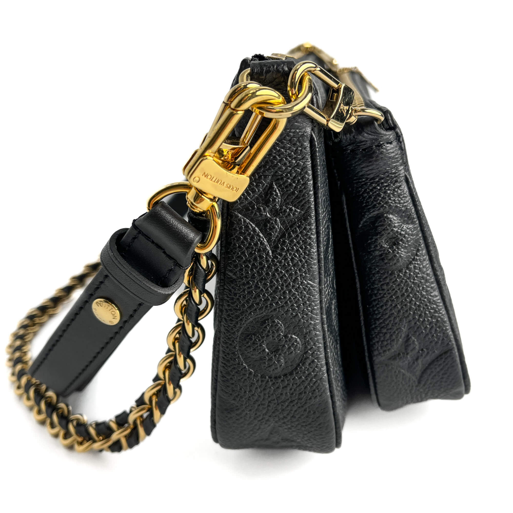 Louis Vuitton Multi Pochette Accessoires Empreinte Calfskin Grained Leather 2-Ways Pouch Crossbody Bag Black
