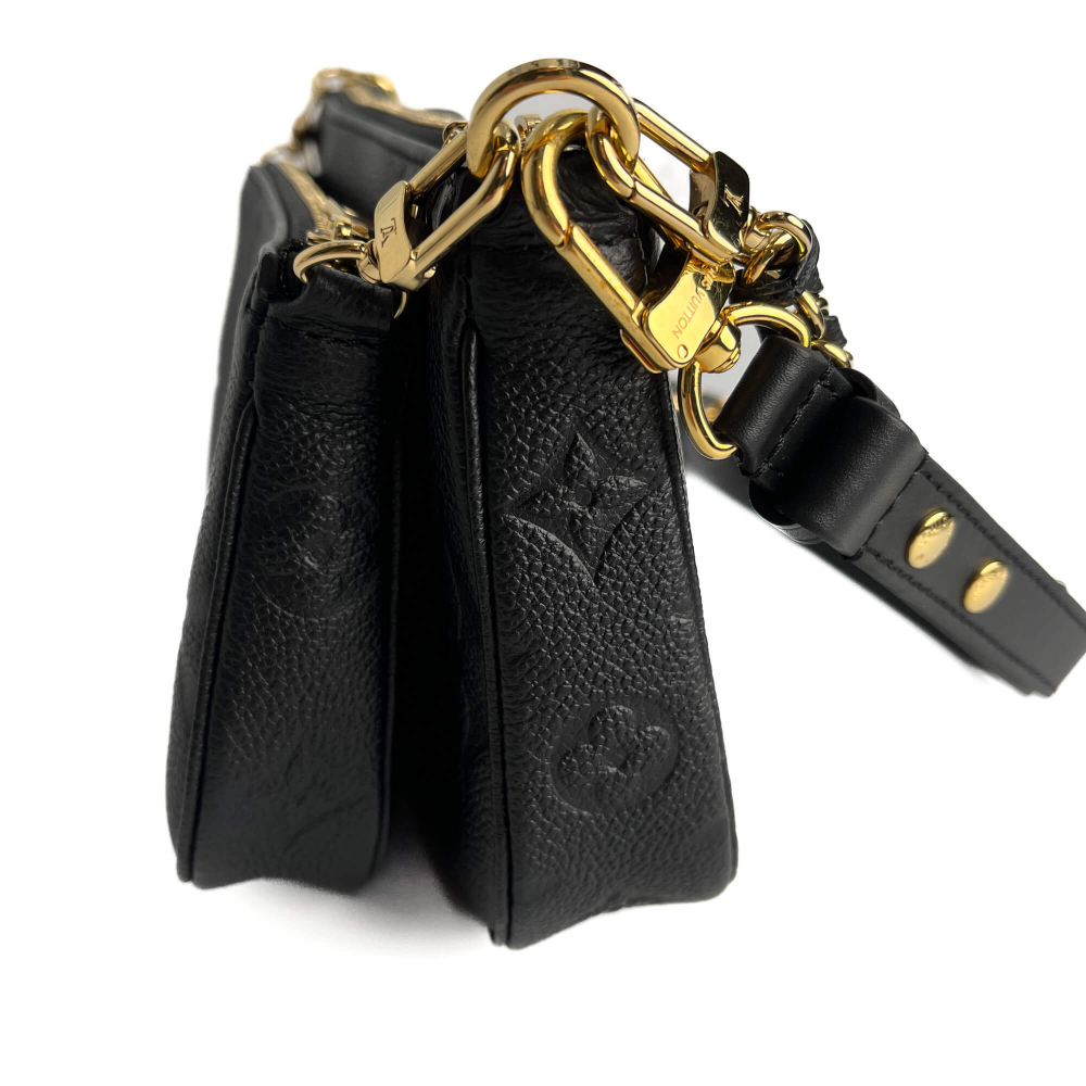 Louis Vuitton Multi Pochette Accessoires Empreinte Calfskin Grained Leather 2-Ways Pouch Crossbody Bag Black