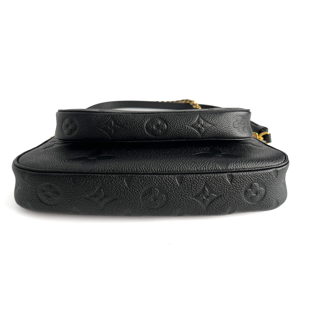 Louis Vuitton Multi Pochette Accessoires Empreinte Calfskin Grained Leather 2-Ways Pouch Crossbody Bag Black
