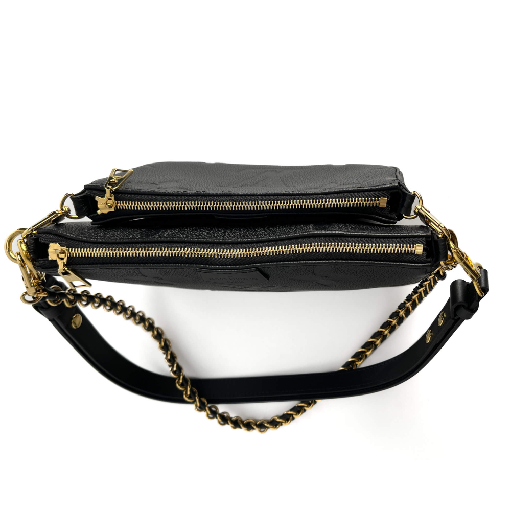 Louis Vuitton Multi Pochette Accessoires Empreinte Calfskin Grained Leather 2-Ways Pouch Crossbody Bag Black