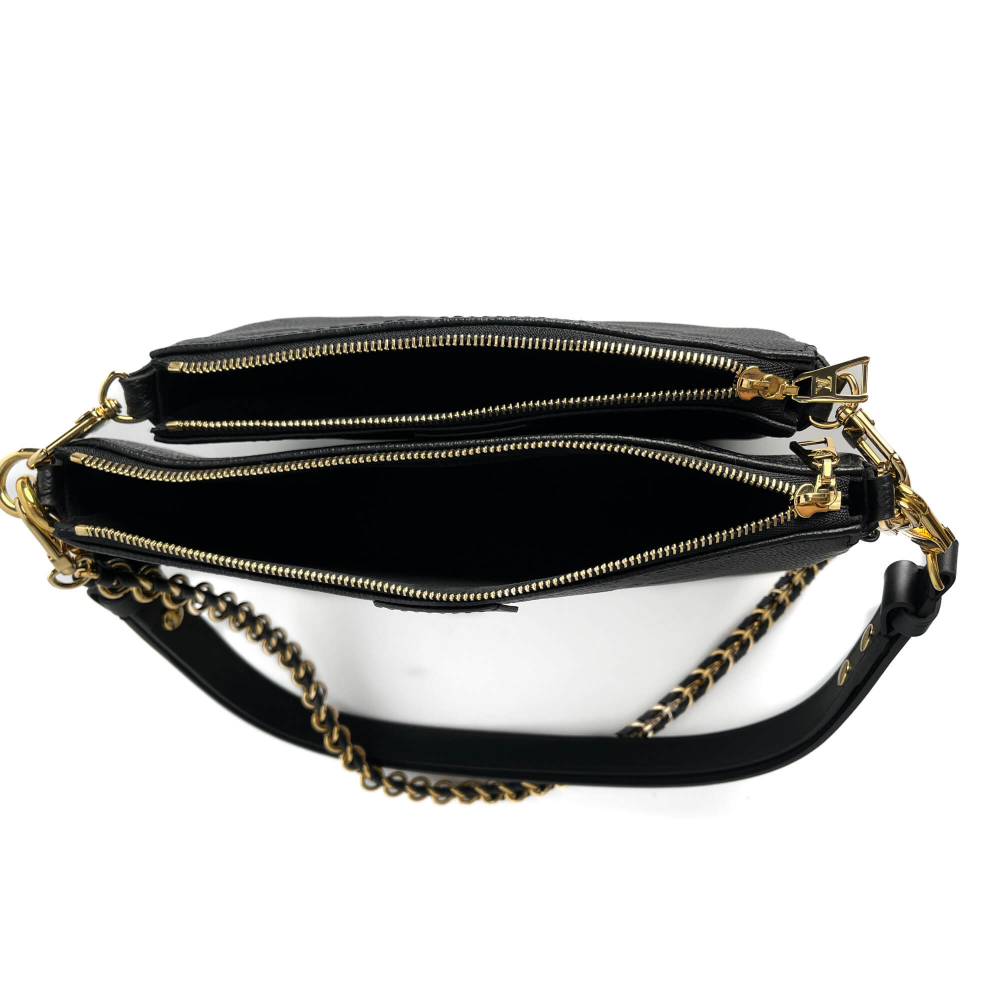 Louis Vuitton Multi Pochette Accessoires Empreinte Calfskin Grained Leather 2-Ways Pouch Crossbody Bag Black