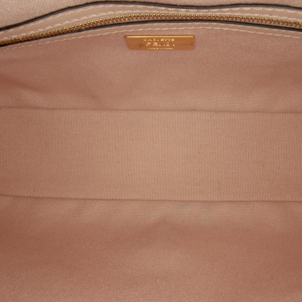 Fendi B Fendi Pink Canvas Fabric Zucca Embroidered Baguette Satchel Italy