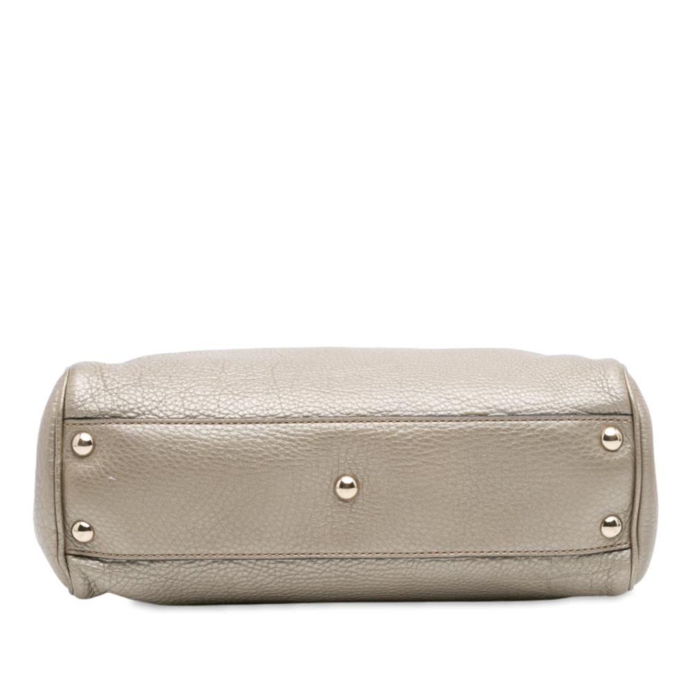 Gucci B Gucci Gold Calf Leather Small skin Bamboo Shopper Satchel Italy