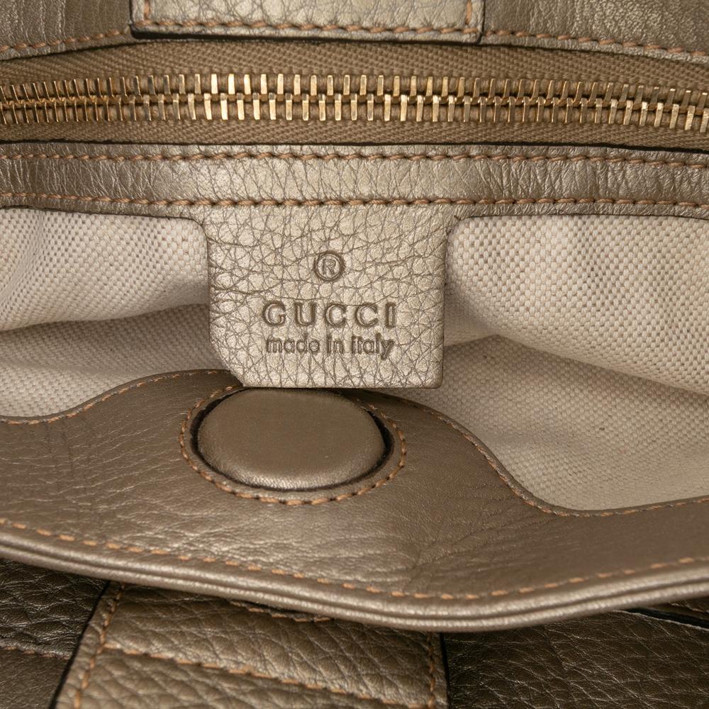 Gucci B Gucci Gold Calf Leather Small skin Bamboo Shopper Satchel Italy