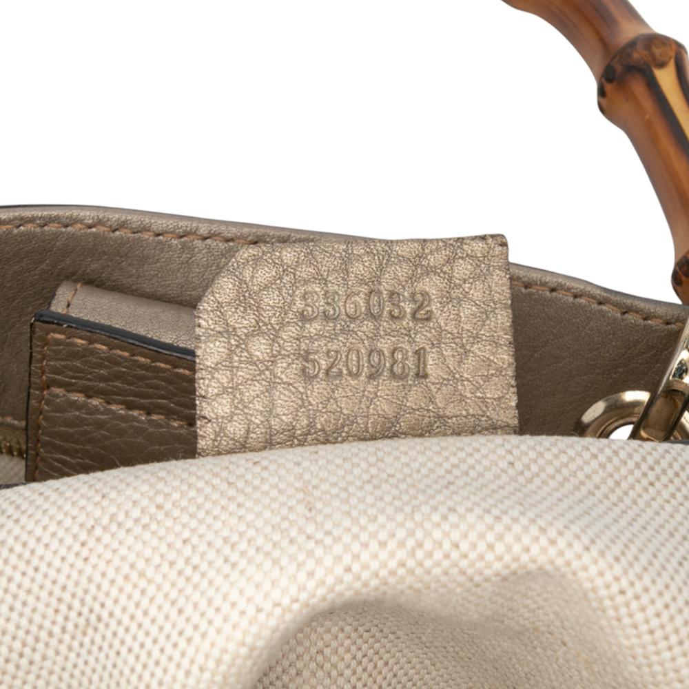 Gucci B Gucci Gold Calf Leather Small skin Bamboo Shopper Satchel Italy