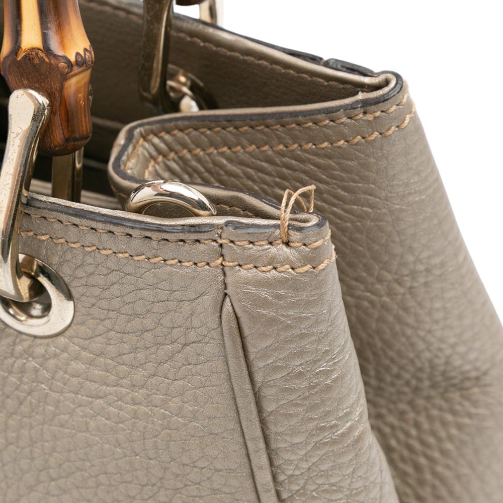 Gucci B Gucci Gold Calf Leather Small skin Bamboo Shopper Satchel Italy