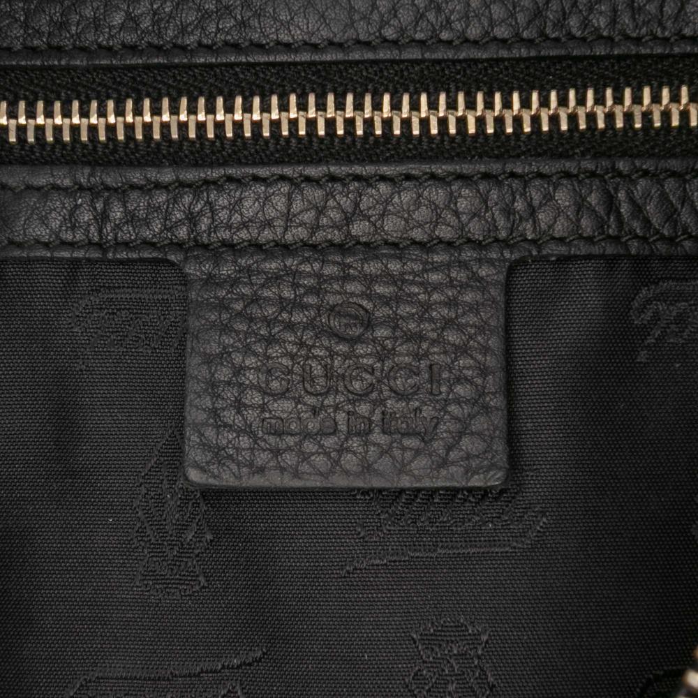 Gucci B Gucci Gray Dark Gray Canvas Fabric Medium Diamante Techno Horsebit Hobo Italy