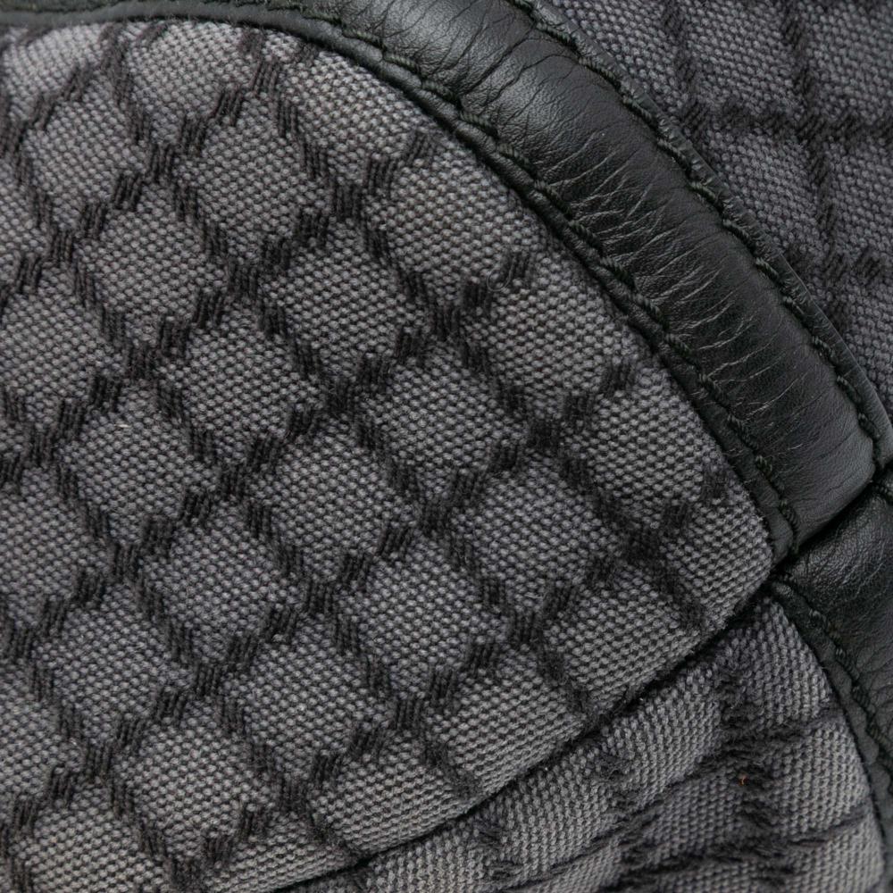 Gucci B Gucci Gray Dark Gray Canvas Fabric Medium Diamante Techno Horsebit Hobo Italy