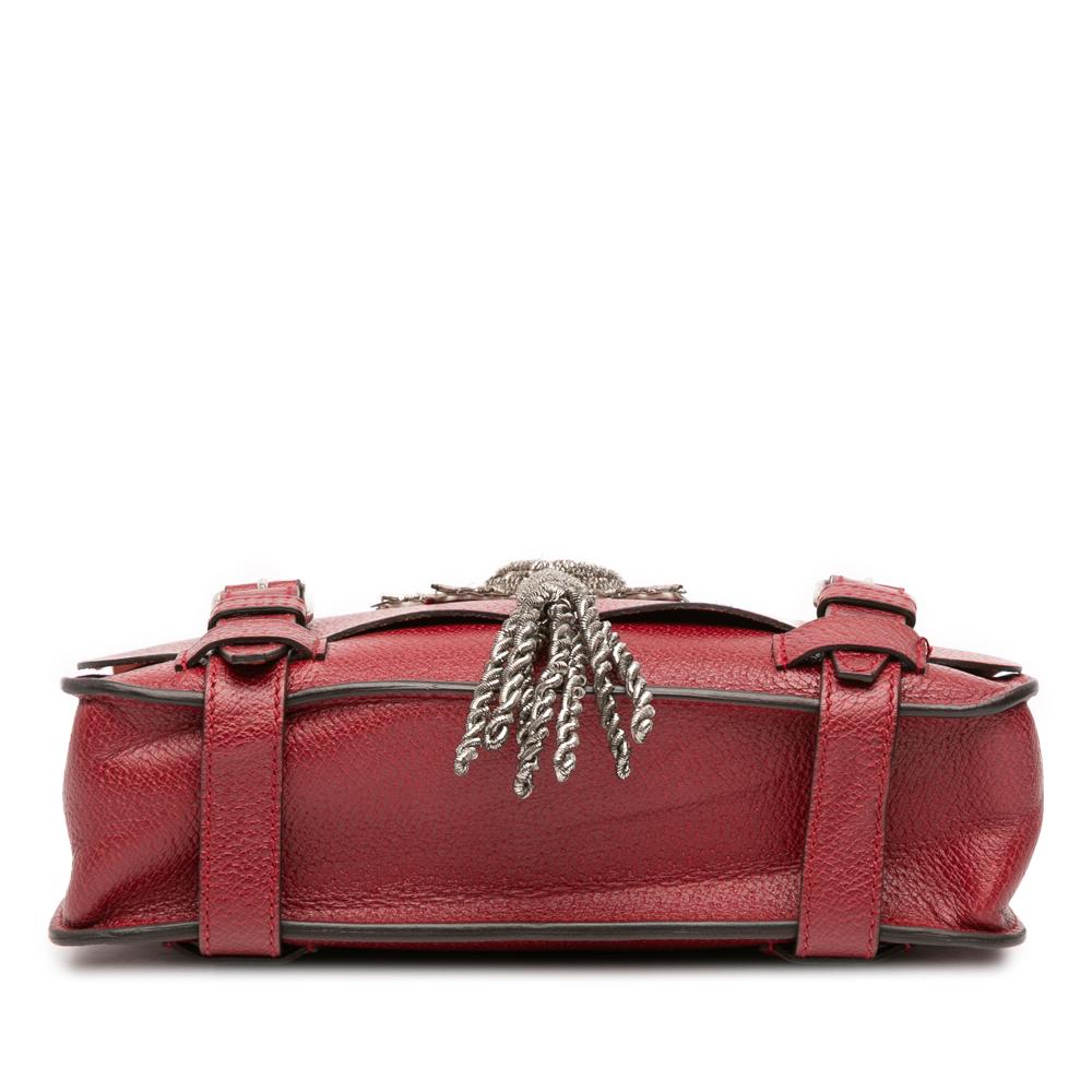 Gucci B Gucci Red Calf Leather Bamboo Convertible Top Handle Bag Italy