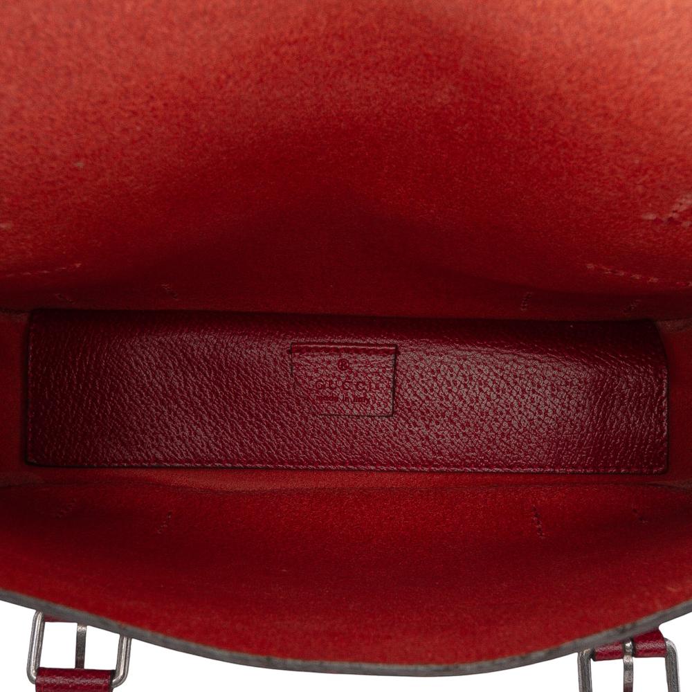 Gucci B Gucci Red Calf Leather Bamboo Convertible Top Handle Bag Italy