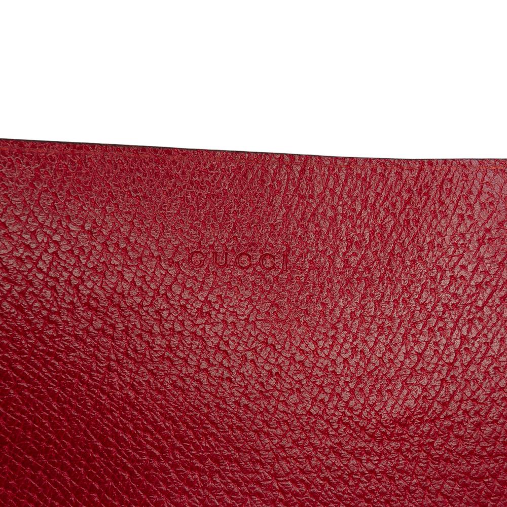 Gucci B Gucci Red Calf Leather Bamboo Convertible Top Handle Bag Italy