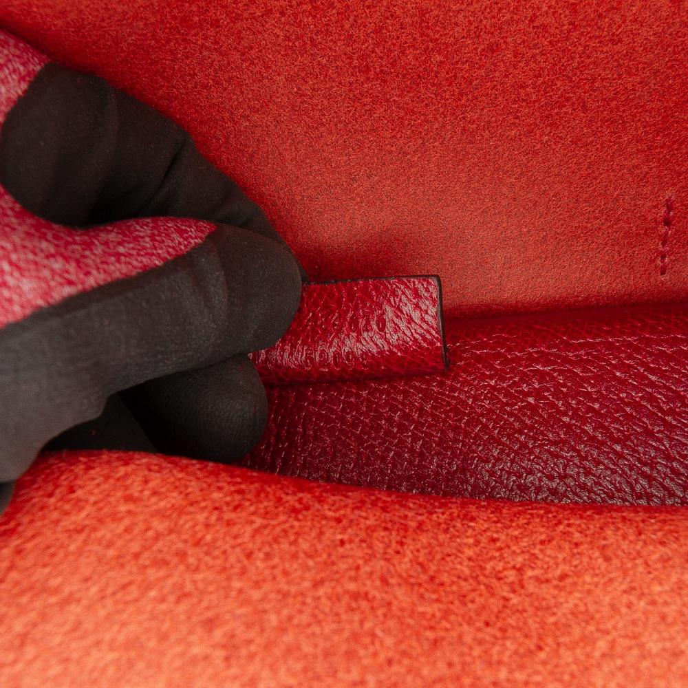 Gucci B Gucci Red Calf Leather Bamboo Convertible Top Handle Bag Italy