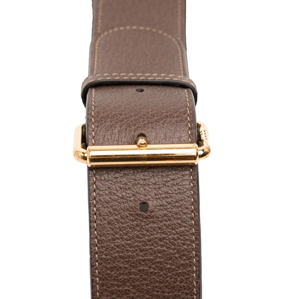 Gucci AB Gucci Brown Beige Coated Canvas Fabric Small GG Supreme Web Ophidia Belt Bag Italy