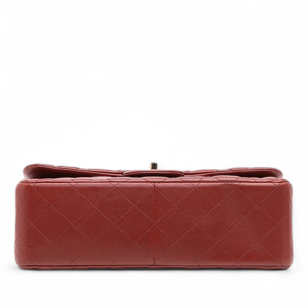 Chanel Classic Double Flap Jumbo Lambskin Leather Matelassè Handbag Red