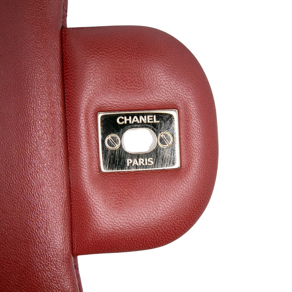 Chanel Classic Double Flap Jumbo Lambskin Leather Matelassè Handbag Red