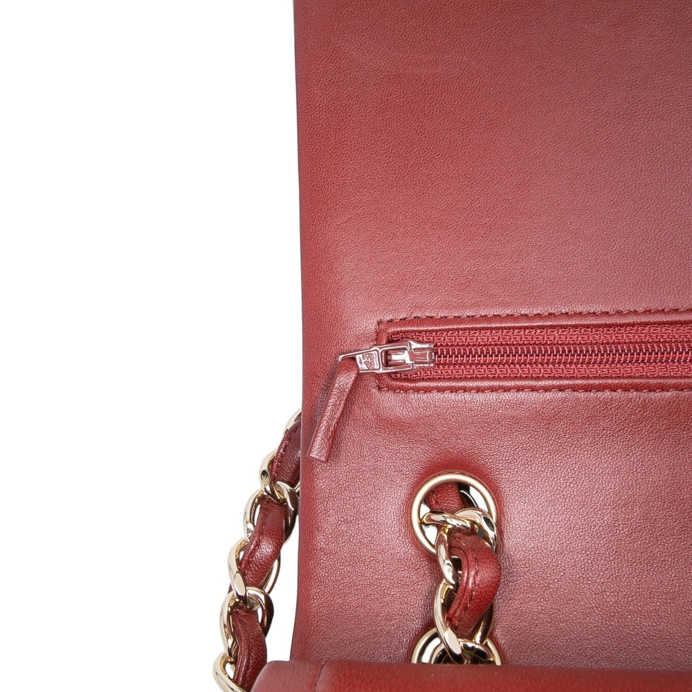Chanel Classic Double Flap Jumbo Lambskin Leather Matelassè Handbag Red