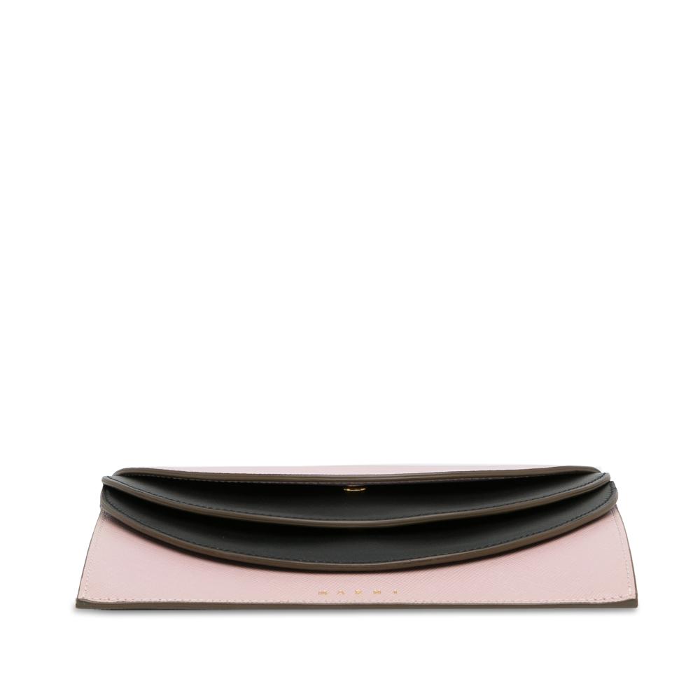 Marni AB Marni Pink Light Pink Calf Leather Triple Flap Crossbody Italy