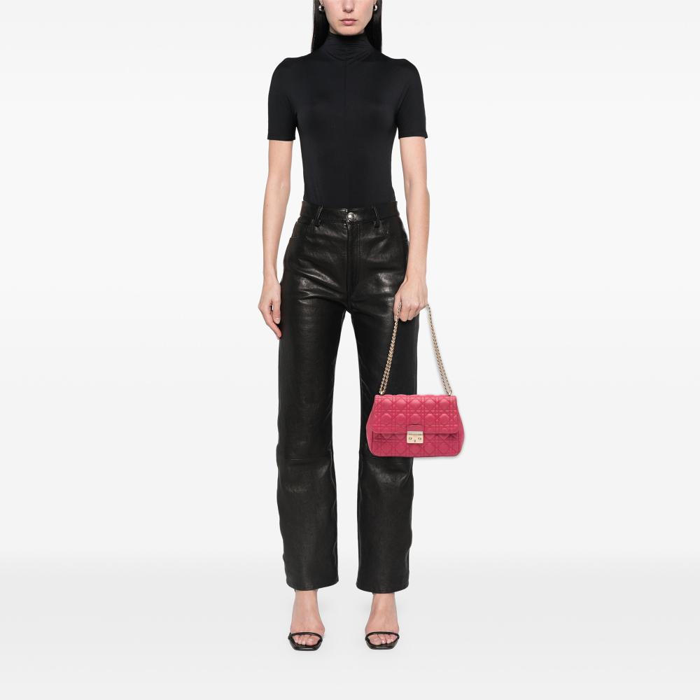 Christian Dior B Dior Pink Blush Lambskin Leather Leather Large Lambskin Cannage Miss Dior Flap Italy