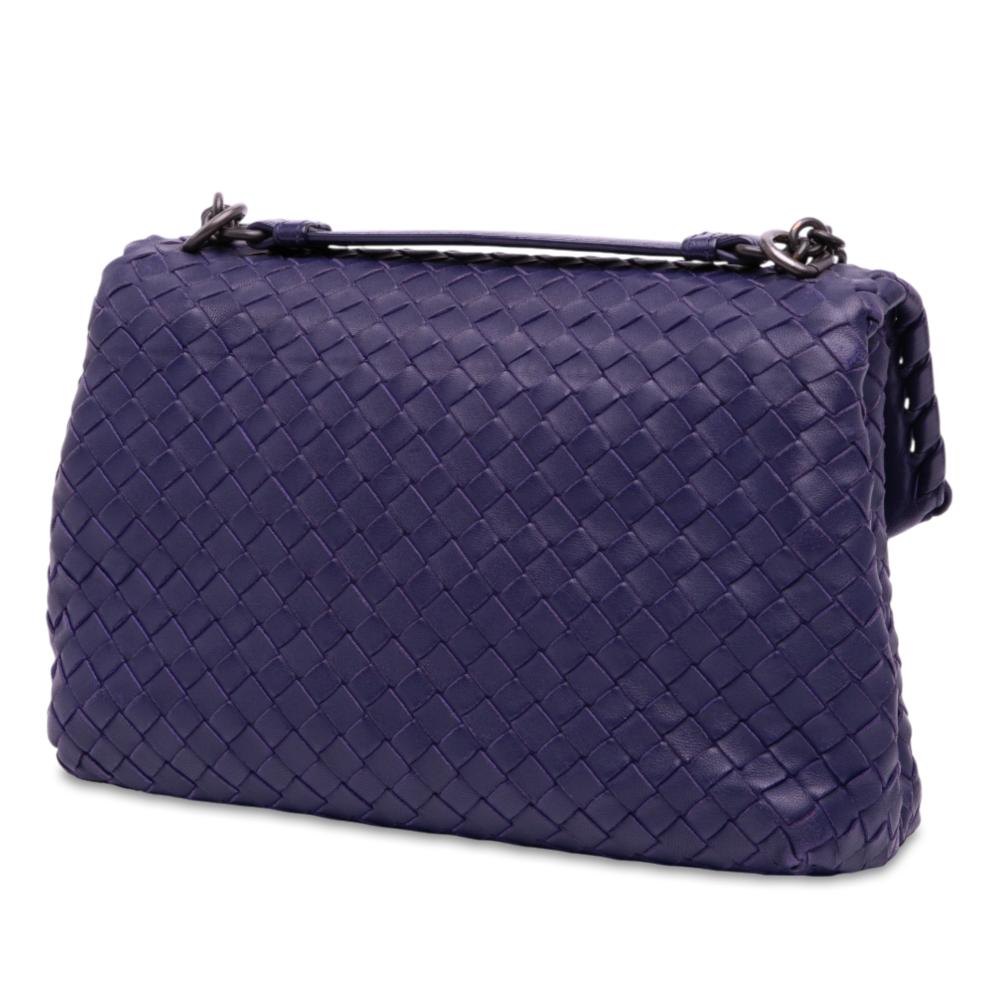 Bottega Veneta Purple Small Nappa Intrecciato Olimpia Shoulder Bag Italy