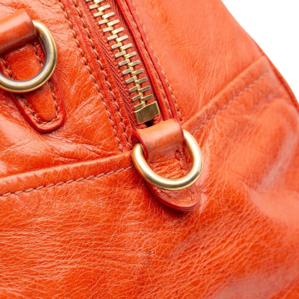 Prada B Prada Orange Calf Leather Vitello Shine Bauletto Satchel China