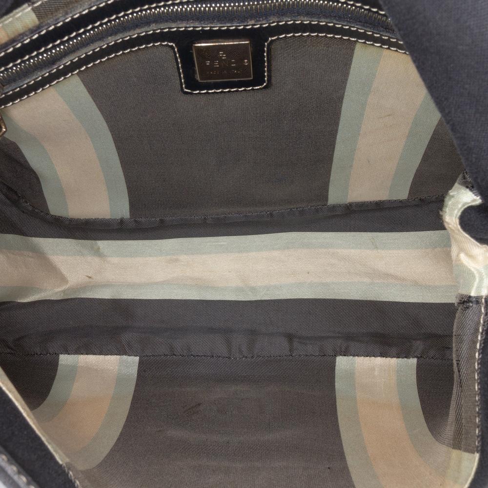 Fendi B Fendi Blue Navy Canvas Fabric FF Marble Mamma Forever Italy