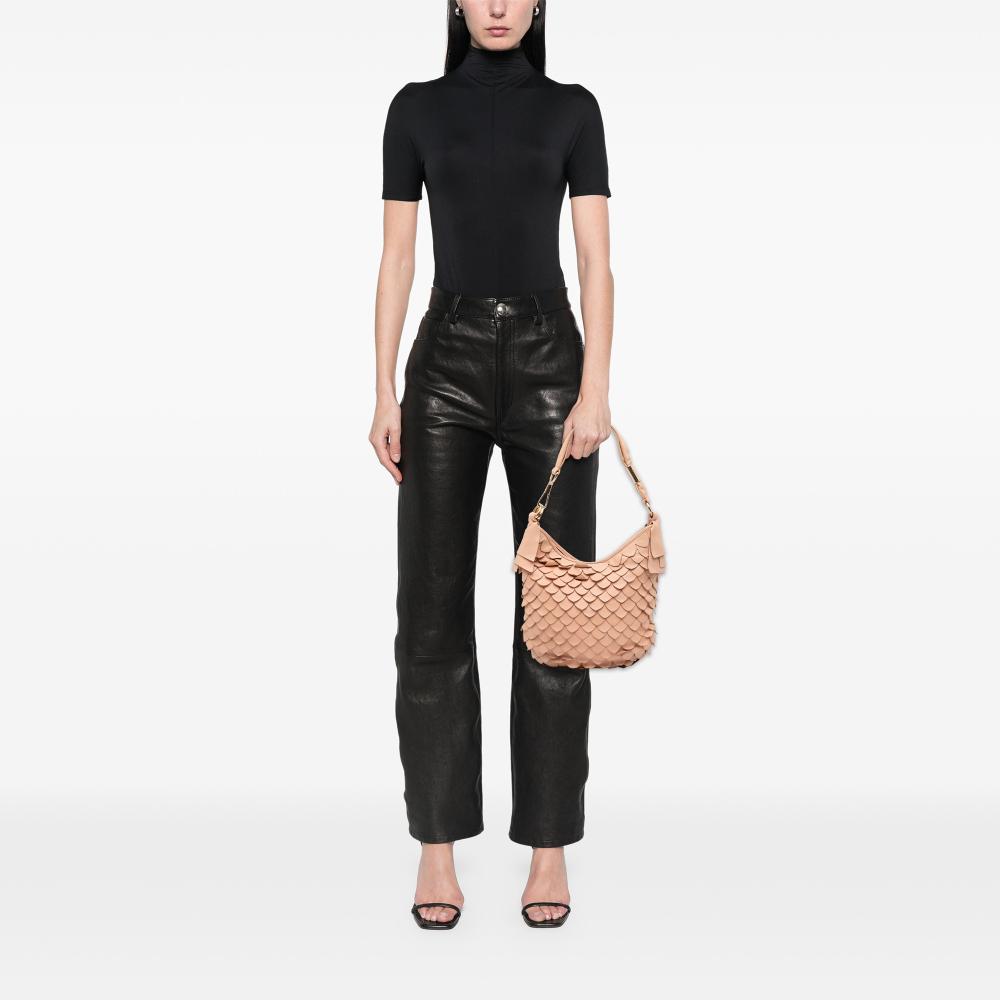 Saint Laurent B Saint Laurent Pink Salmon Calf Leather St Tropez Fish Scale Hobo Italy