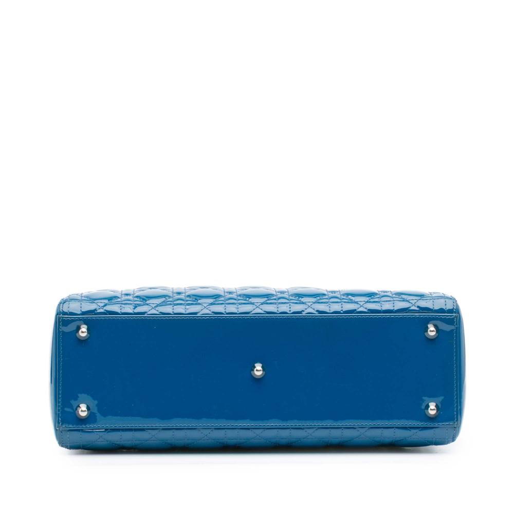 Christian Dior B Dior Blue Patent Leather Leather Large Patent Cannage Lady Dior Italy