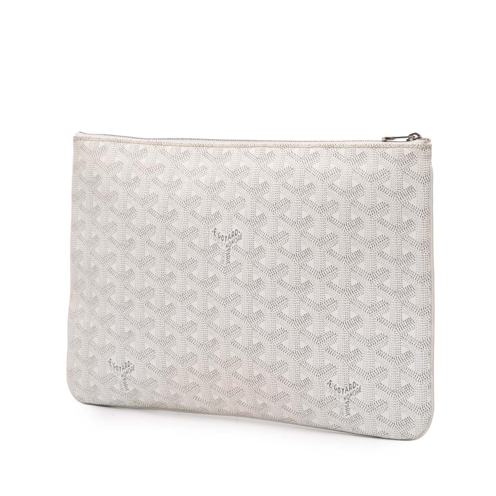Goyard AB Goyard White Coated Canvas Fabric Goyardine Senat MM France