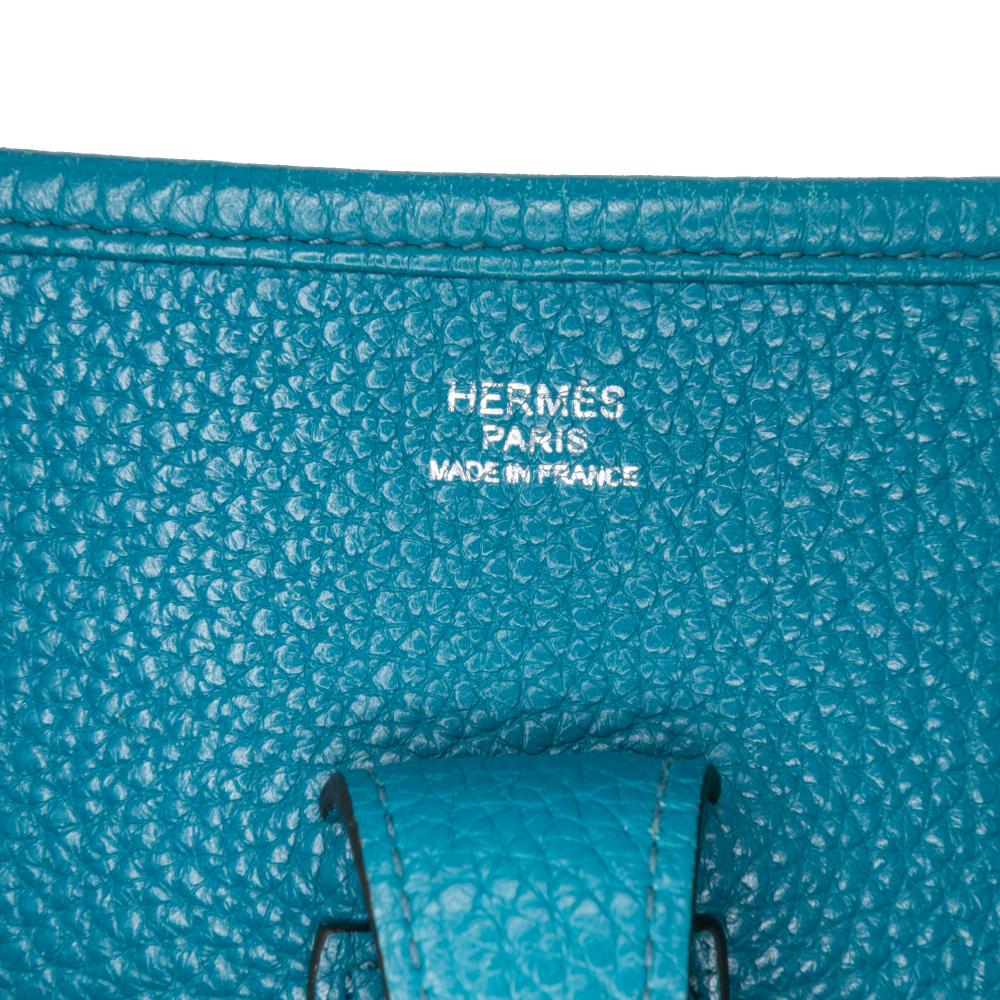 Hermès B Hermès Blue Peacock Calf Leather Clemence Evelyne III 29 France