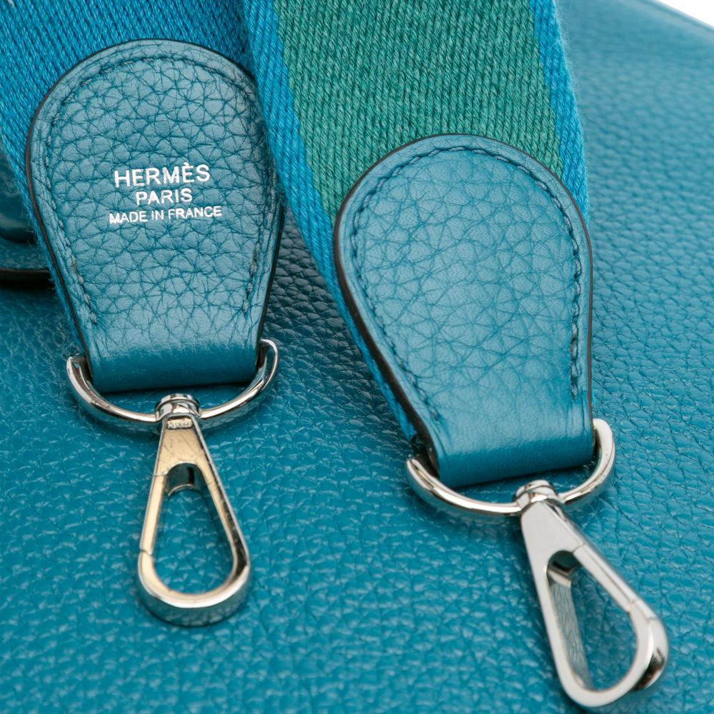 Hermès B Hermès Blue Peacock Calf Leather Clemence Evelyne III 29 France