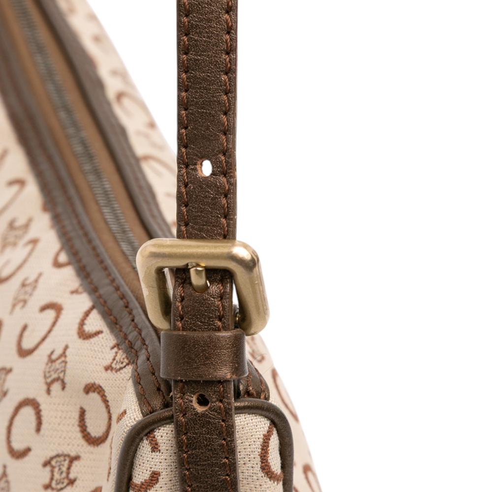 Celine B Celine Brown Beige Canvas Fabric C Macadam Shoulder Bag Italy