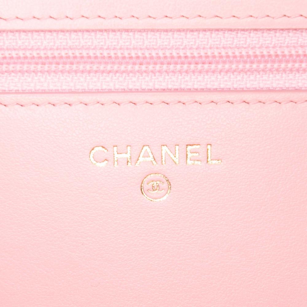 Chanel AB Chanel Pink Caviar Leather Leather Quilted Caviar Boy Wallet on Chain Italy