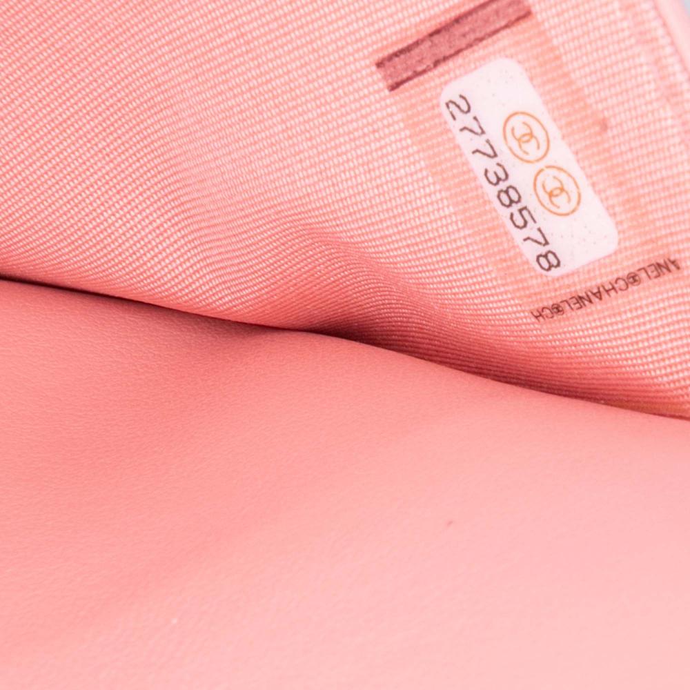 Chanel AB Chanel Pink Caviar Leather Leather Quilted Caviar Boy Wallet on Chain Italy