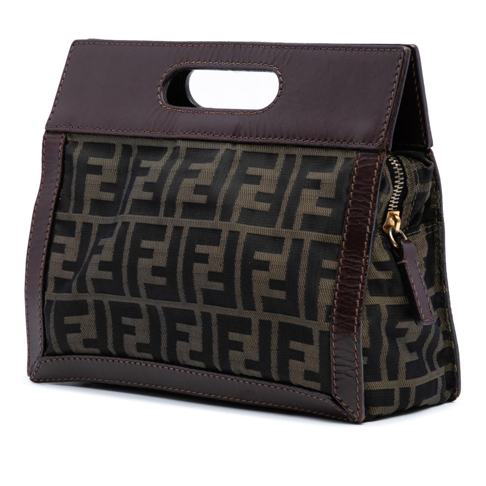 Fendi B Fendi Brown Canvas Fabric Mini Zucca Peekaboo Defender Italy