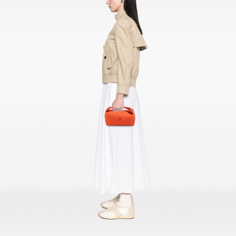 Hermès B Hermès Orange Dark Orange with Red Dark Red Canvas Fabric Small Toile Bride A Brac Case France