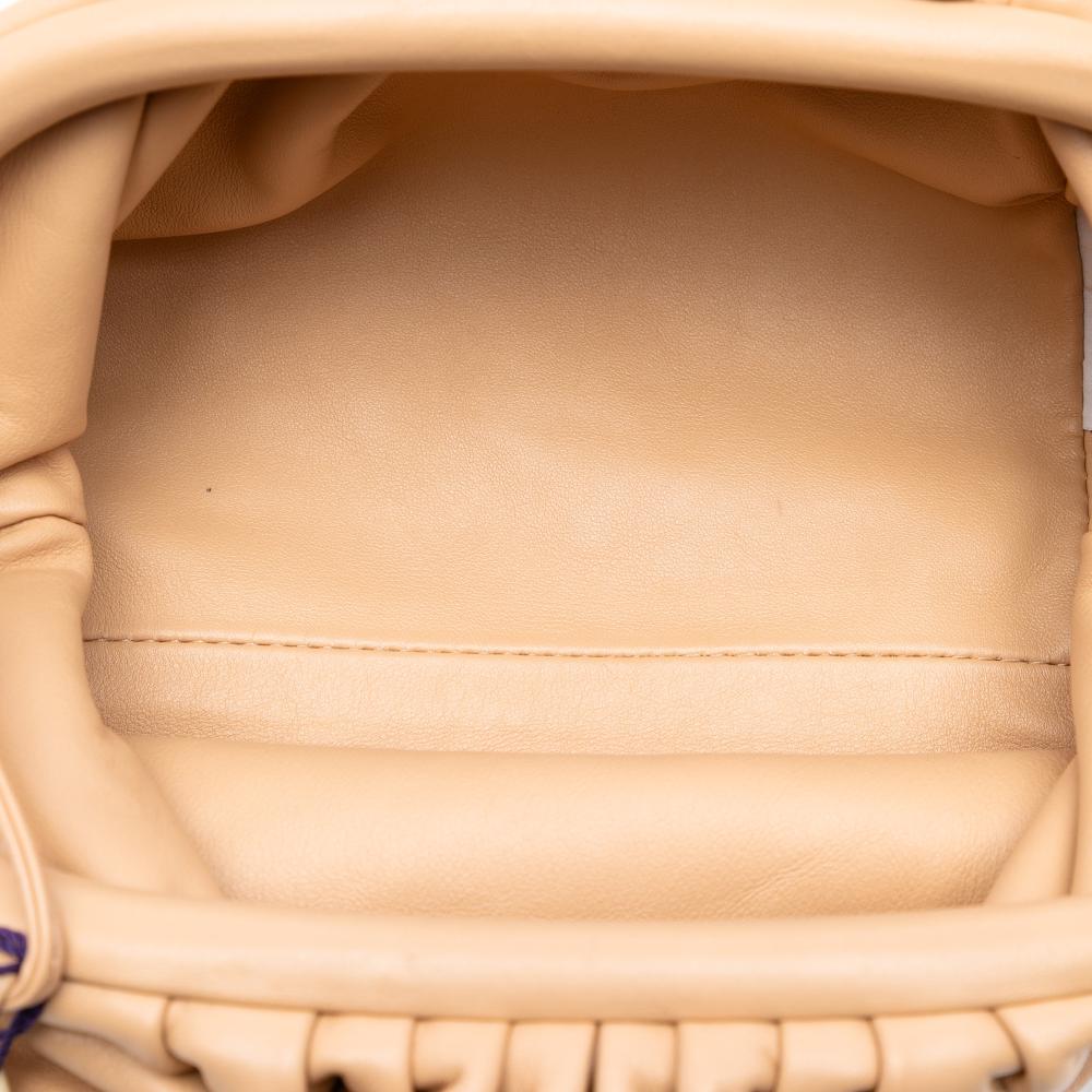 Bottega Veneta B Bottega Veneta Brown Beige Lambskin Leather Leather Lambskin The Mini Pouch Crossbody Italy