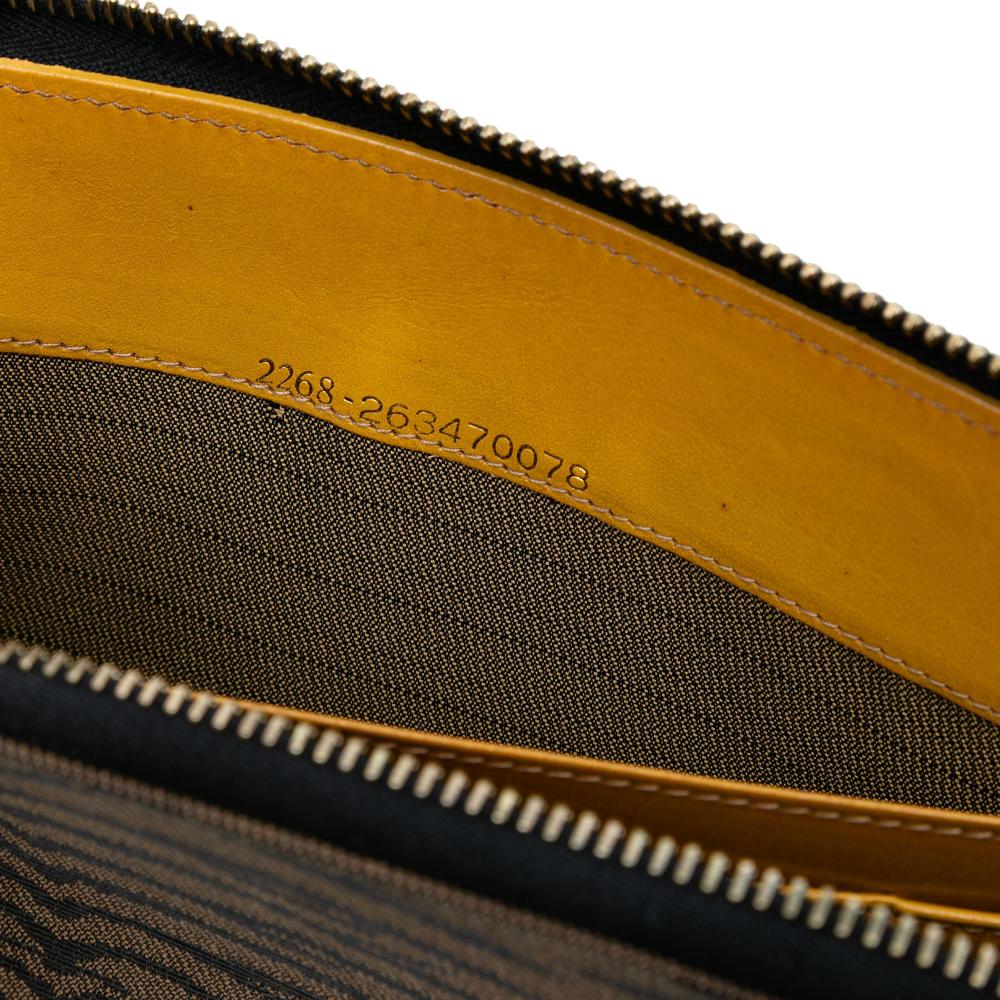 Fendi B Fendi Brown Canvas Fabric Zebra Print Twins Handbag Italy