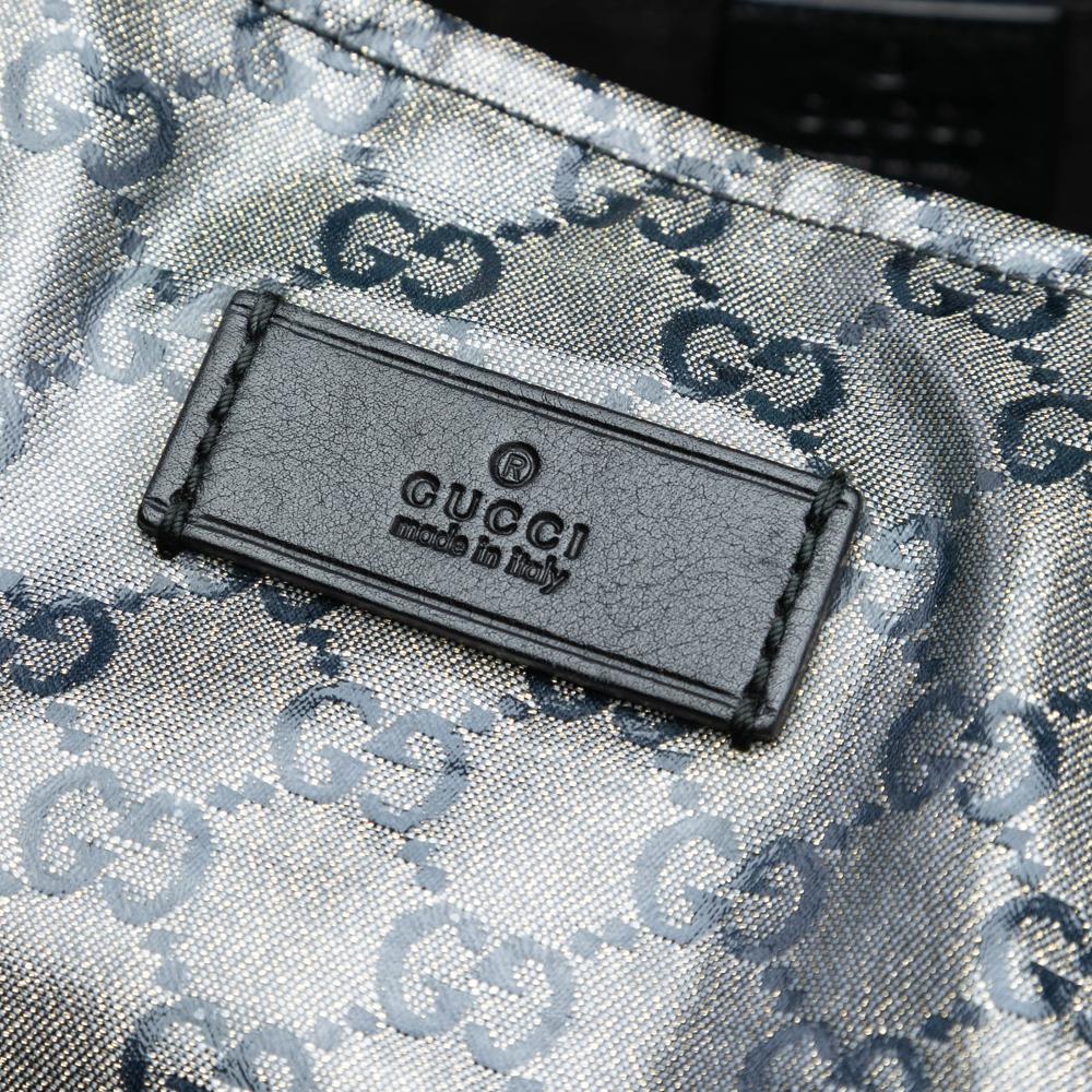 Gucci AB Gucci Brown Beige Coated Canvas Fabric GG Crystal Vertical Tote Italy